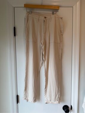Old Navy Beige Women Linen Cargo Pants